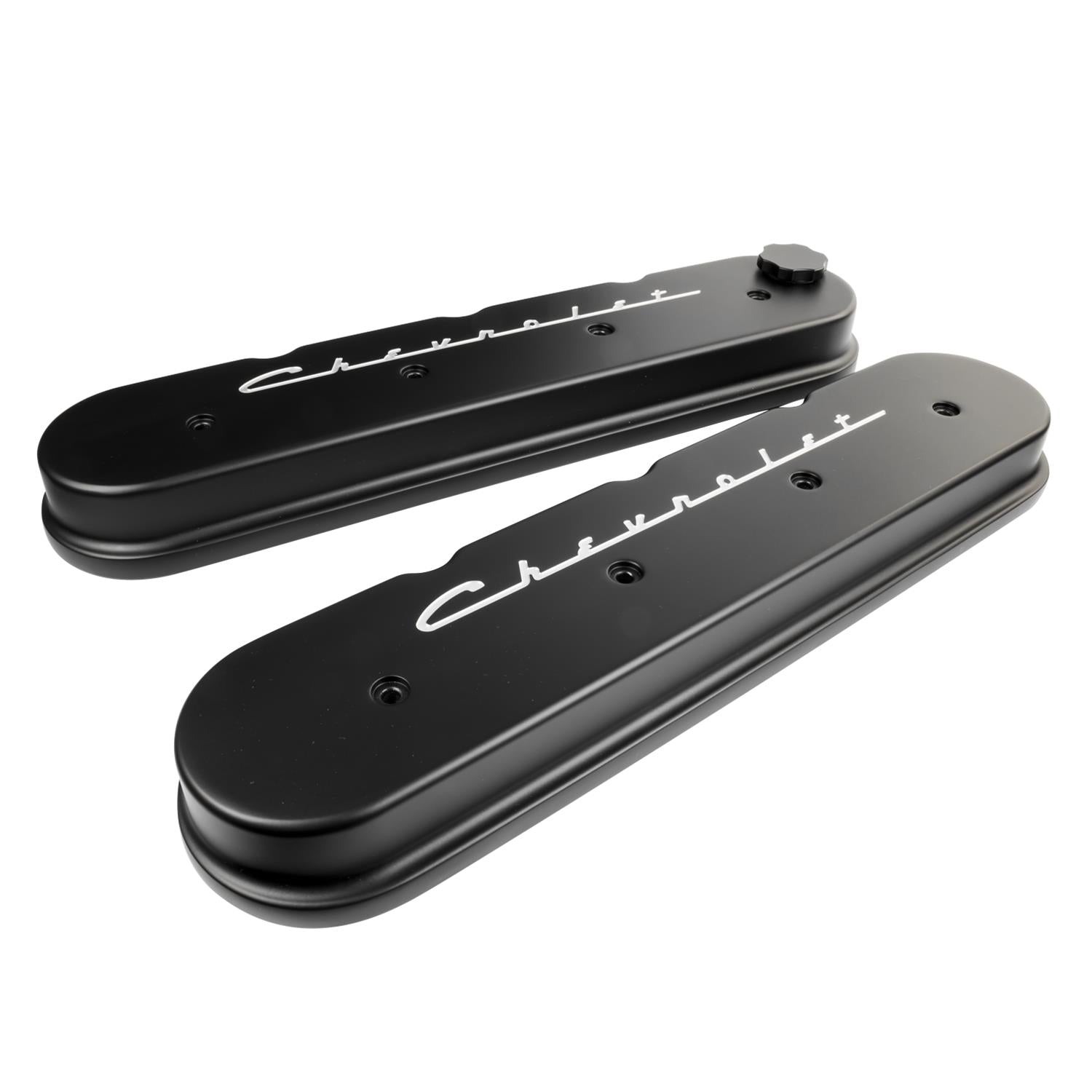 Billet Specialties Chevrolet Script LS Cast Valve Covers BLK95423