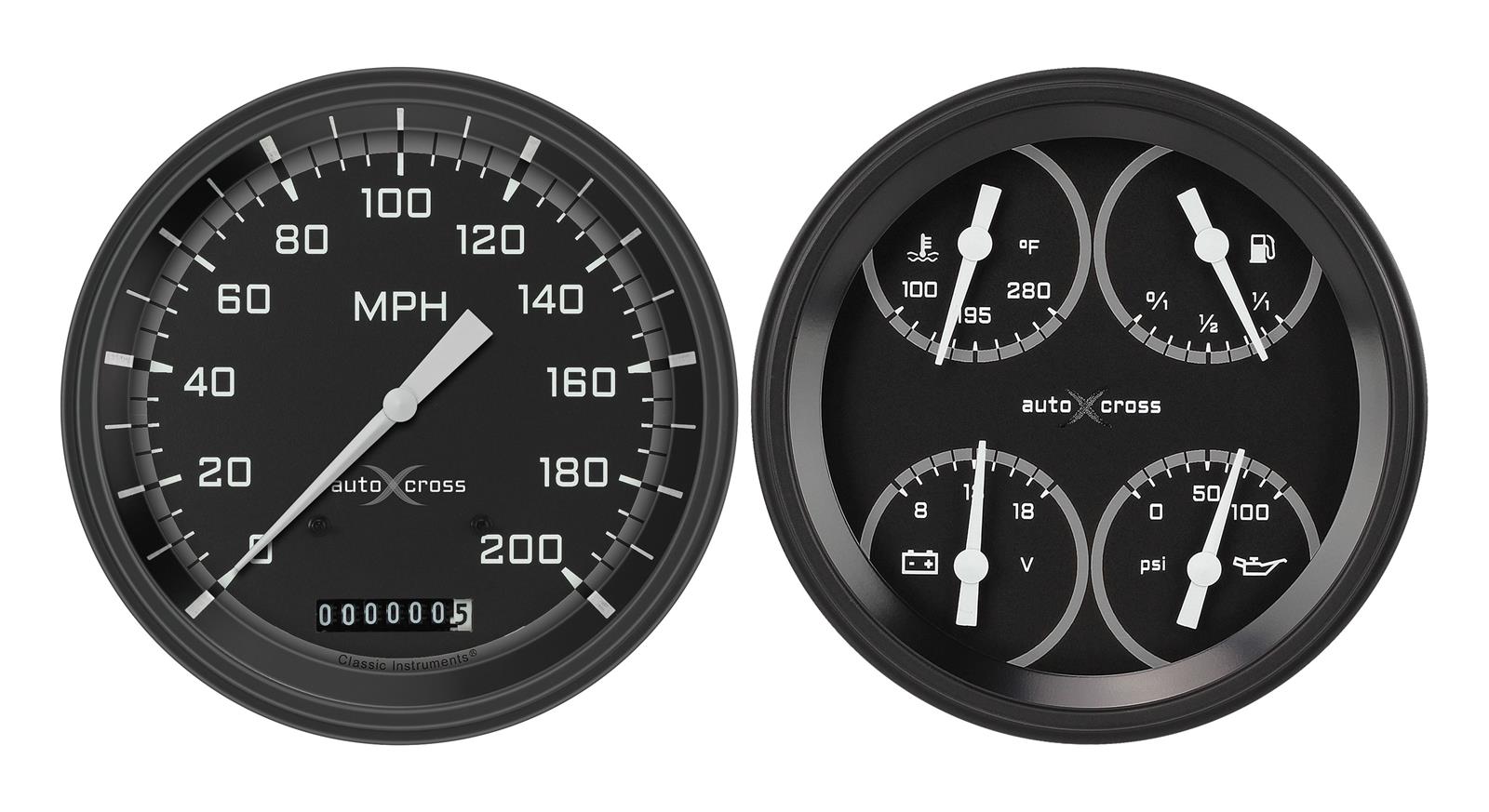Classic Instruments Auto Cross Gray Series Gauge Sets AX52GBLF