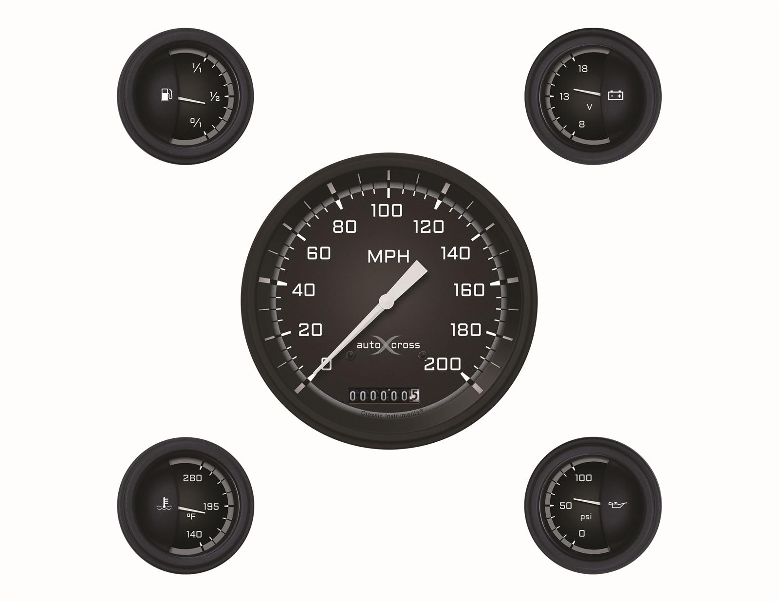 Classic Instruments Auto Cross Gray Series Gauge Sets AX54GBLF