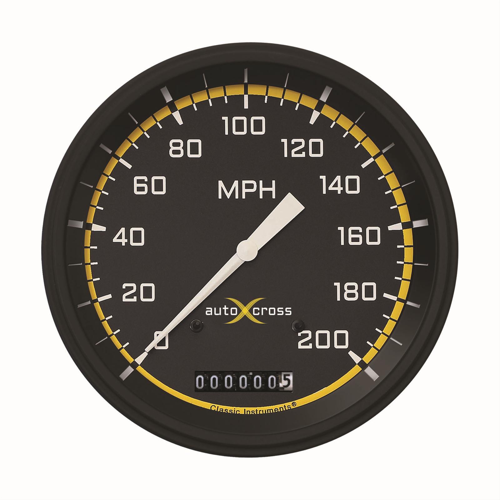 Classic Instruments Auto Cross Yellow Series Speedometers AX56YBLF