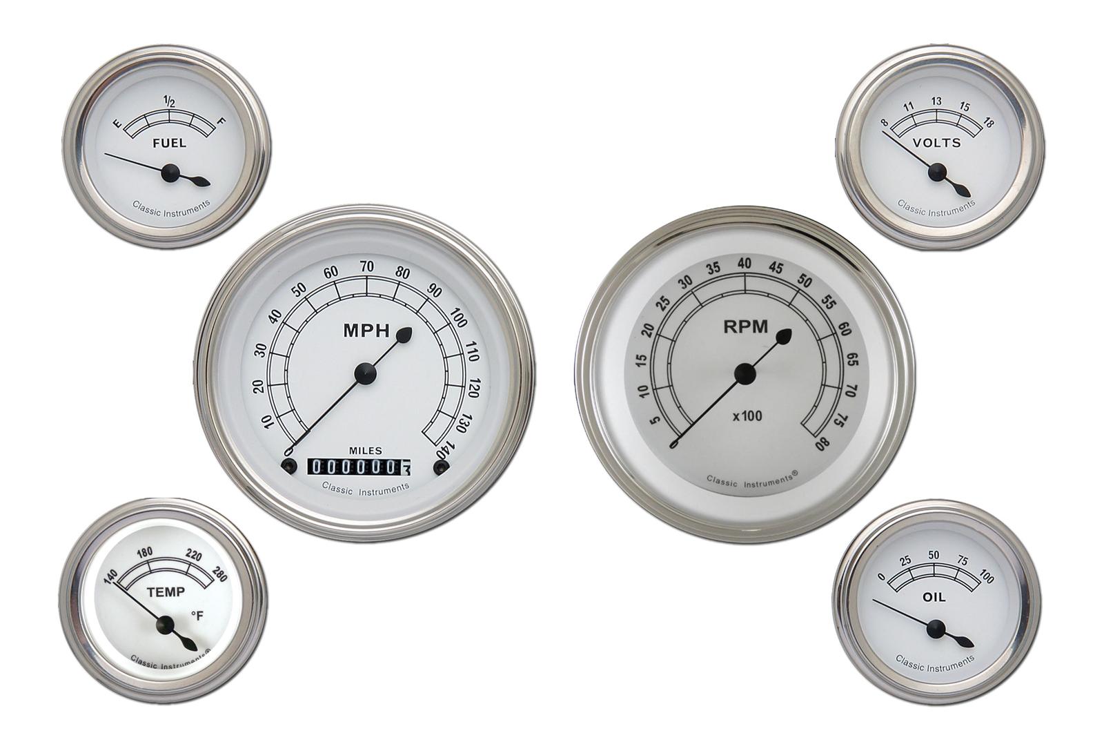 Classic Instruments Classic White Series Gauge Sets CW01SLC