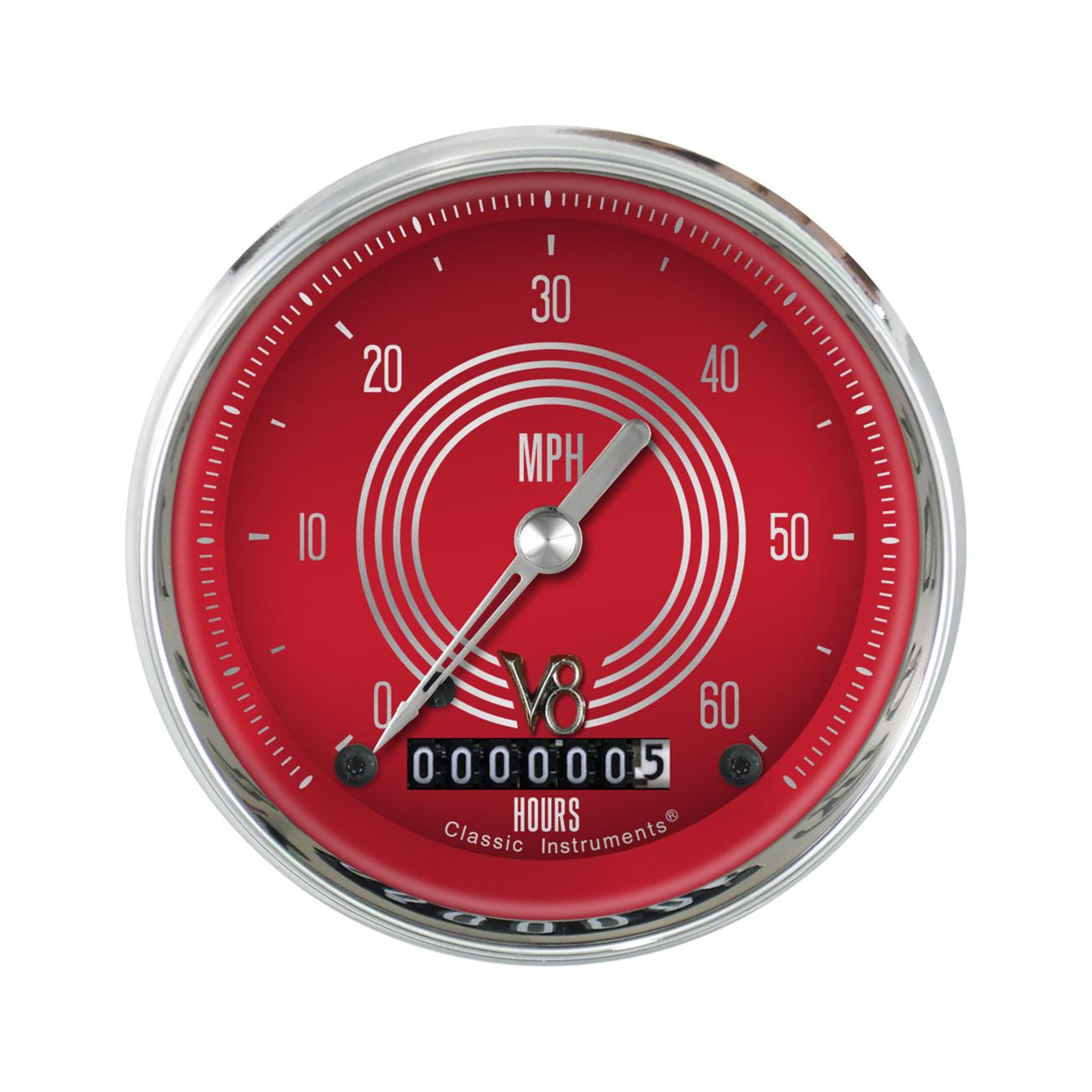 Classic Instruments V8 Red Steelie Series Speedometers LSV8RS