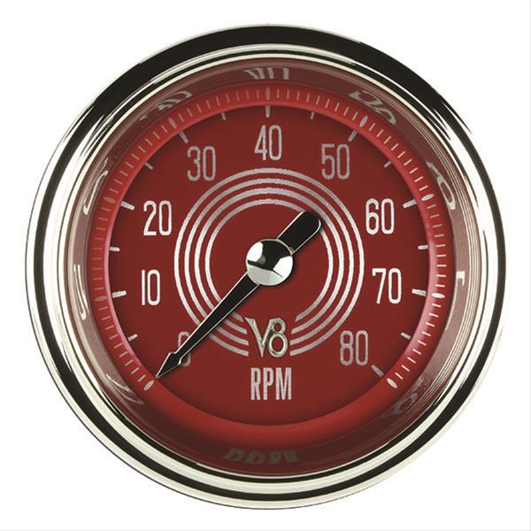 Classic Instruments V8 Red Steelie Series Tachometers V8RS183SHC
