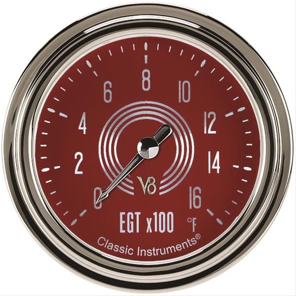 Classic Instruments V8 Red Steelie Series Gauges V8RS398SLC