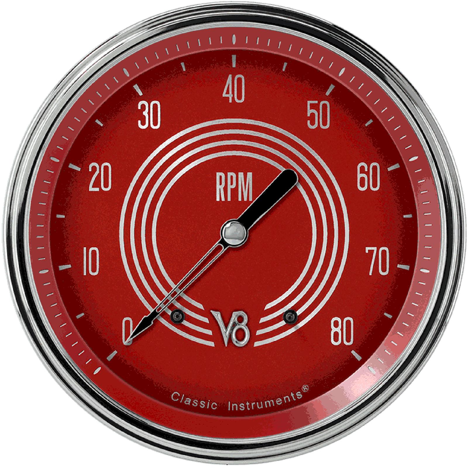Classic Instruments V8 Red Steelie Series Gauges V8RS71SLC