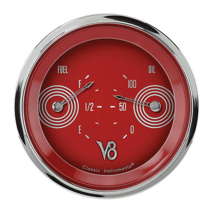 Classic Instruments V8 Red Steelie Series Gauge Sets V8RS72SHC