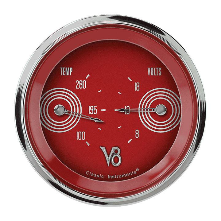 Classic Instruments V8 Red Steelie Series Gauge Sets V8RS74SHC