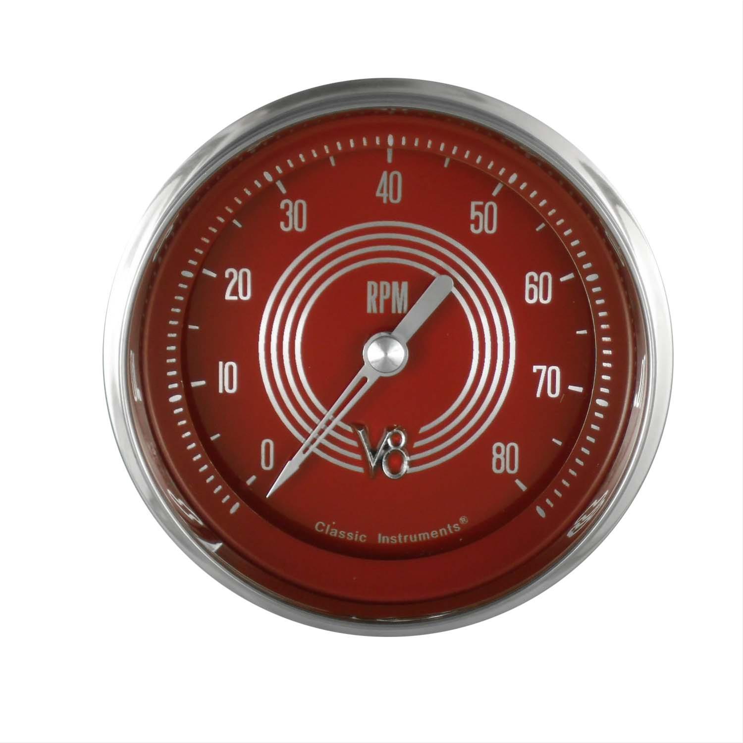 Classic Instruments V8 Red Steelie Series Tachometers V8RS80SHC