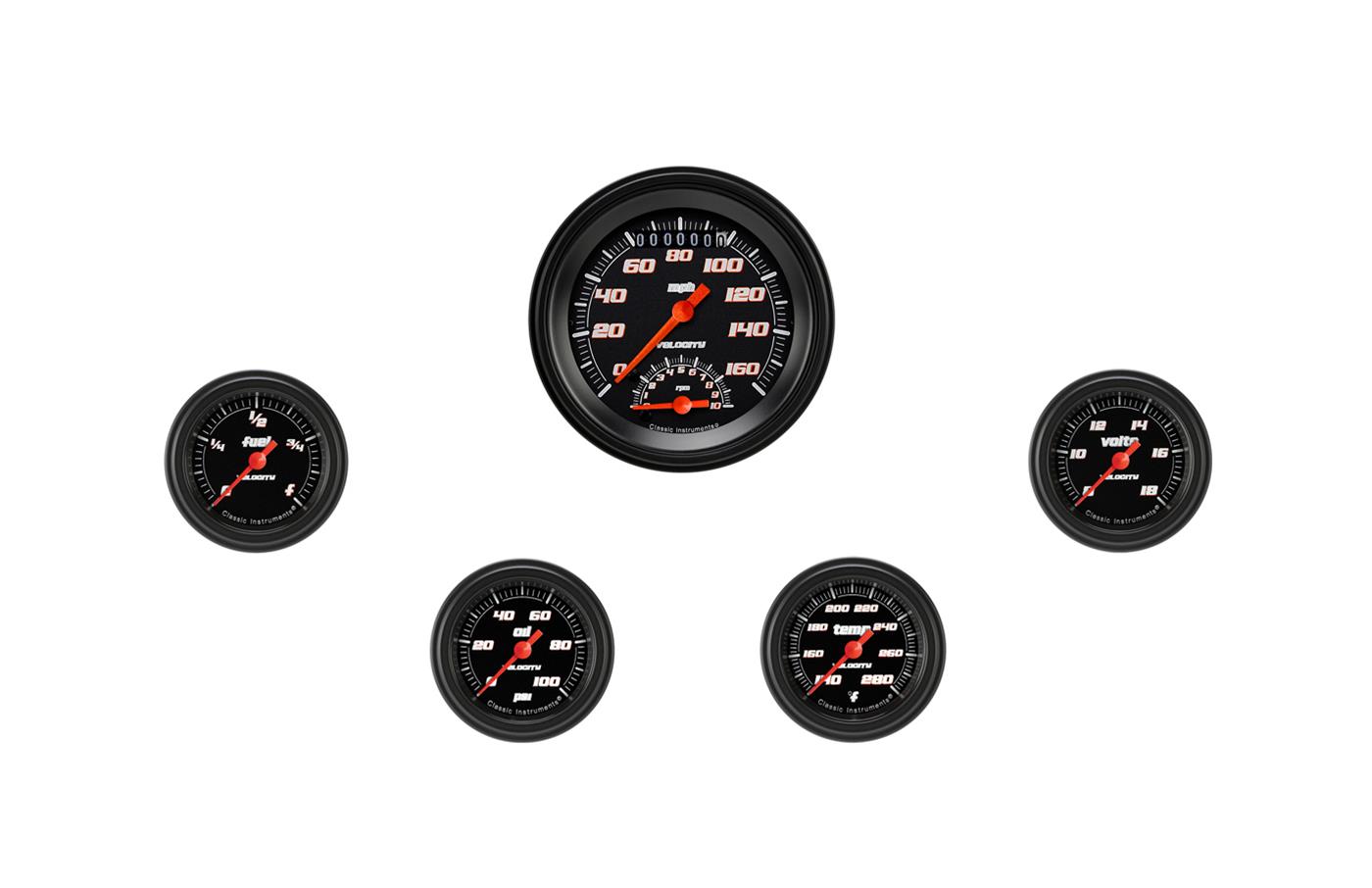 Classic Instruments Velocity Black Series Gauge Sets VS135BBLF