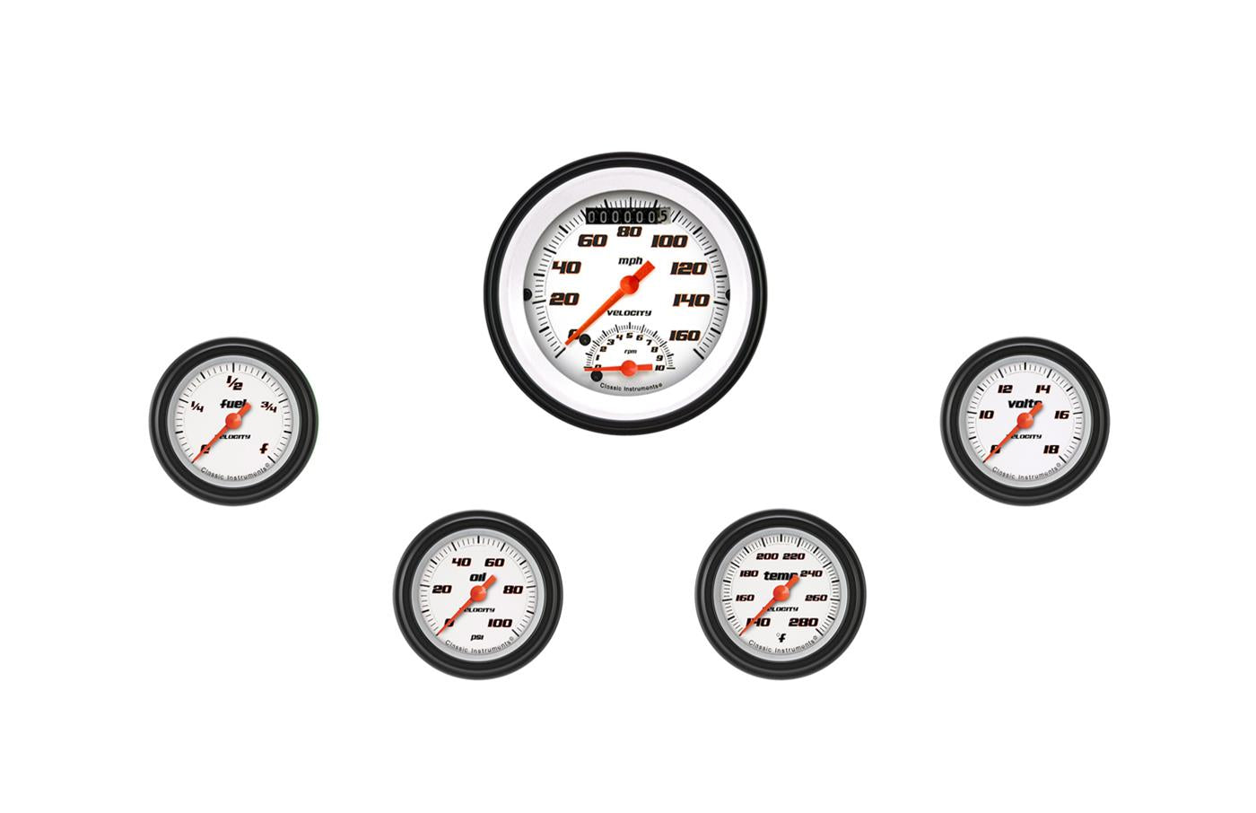 Classic Instruments Velocity White Series Gauge Sets VS135WBLF