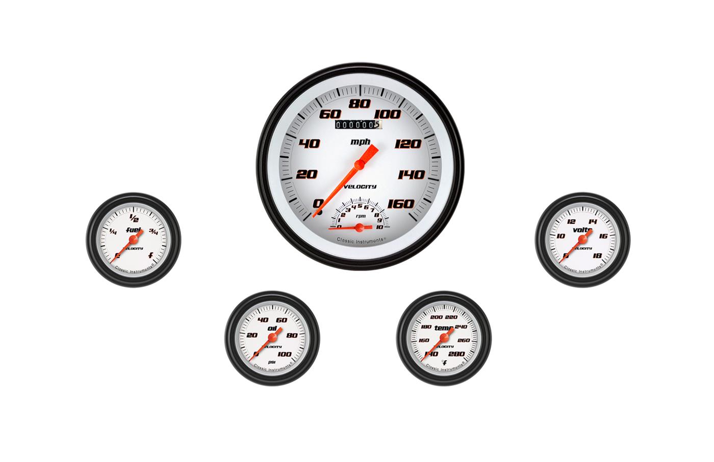Classic Instruments Velocity White Series Gauge Sets VS165WBLF