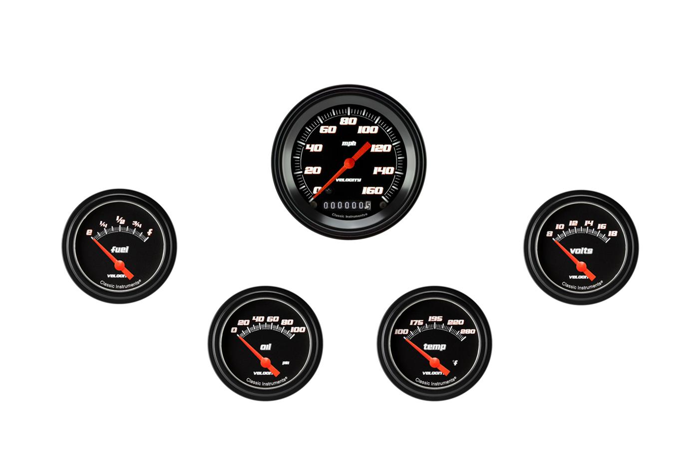 Classic Instruments Velocity Black Series Gauge Sets VS200BBLF