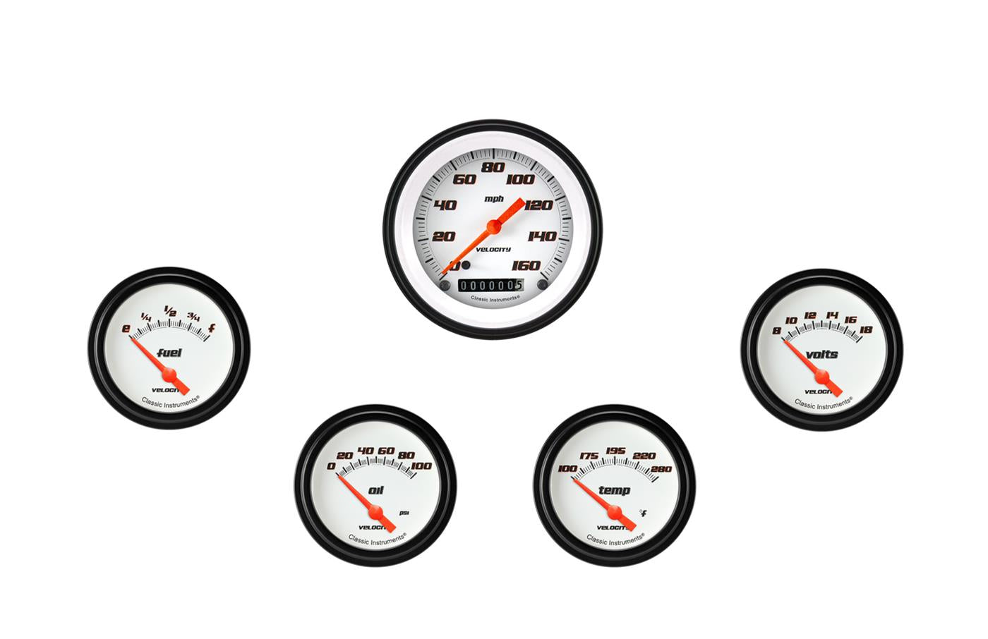 Classic Instruments Velocity White Series Gauge Sets VS200WBLF