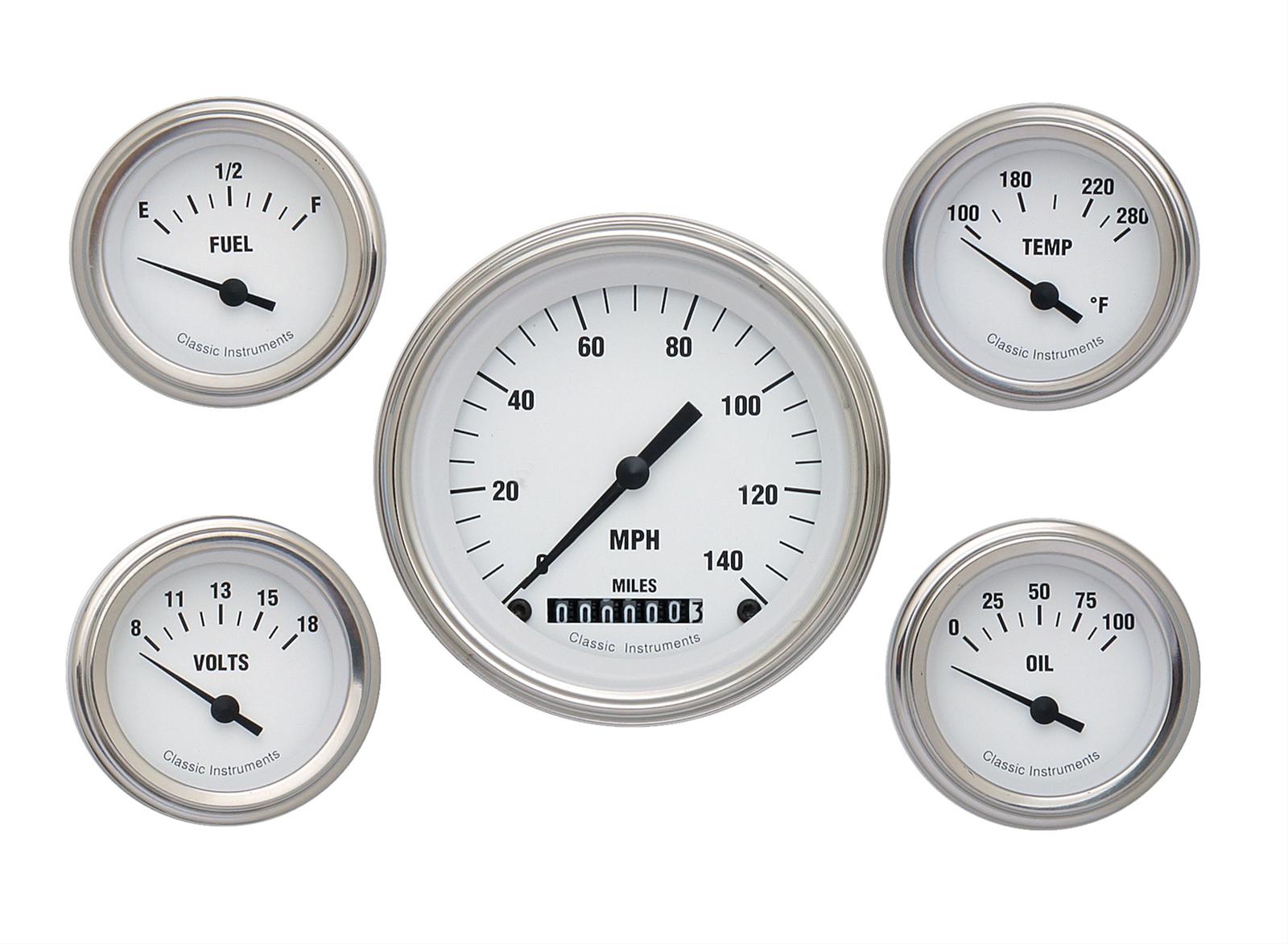 Classic Instruments White Hot Series Gauge Sets WH00SLF