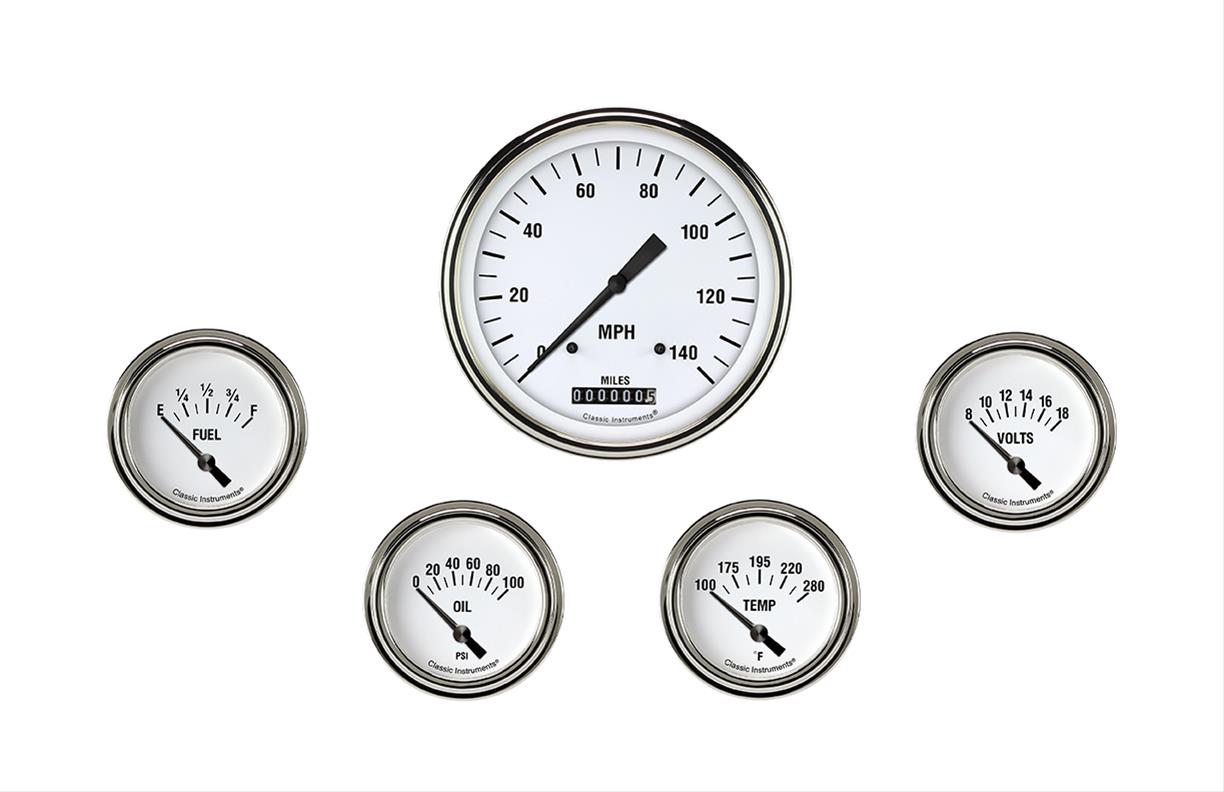 Classic Instruments White Hot Series Gauge Sets WH254SLF