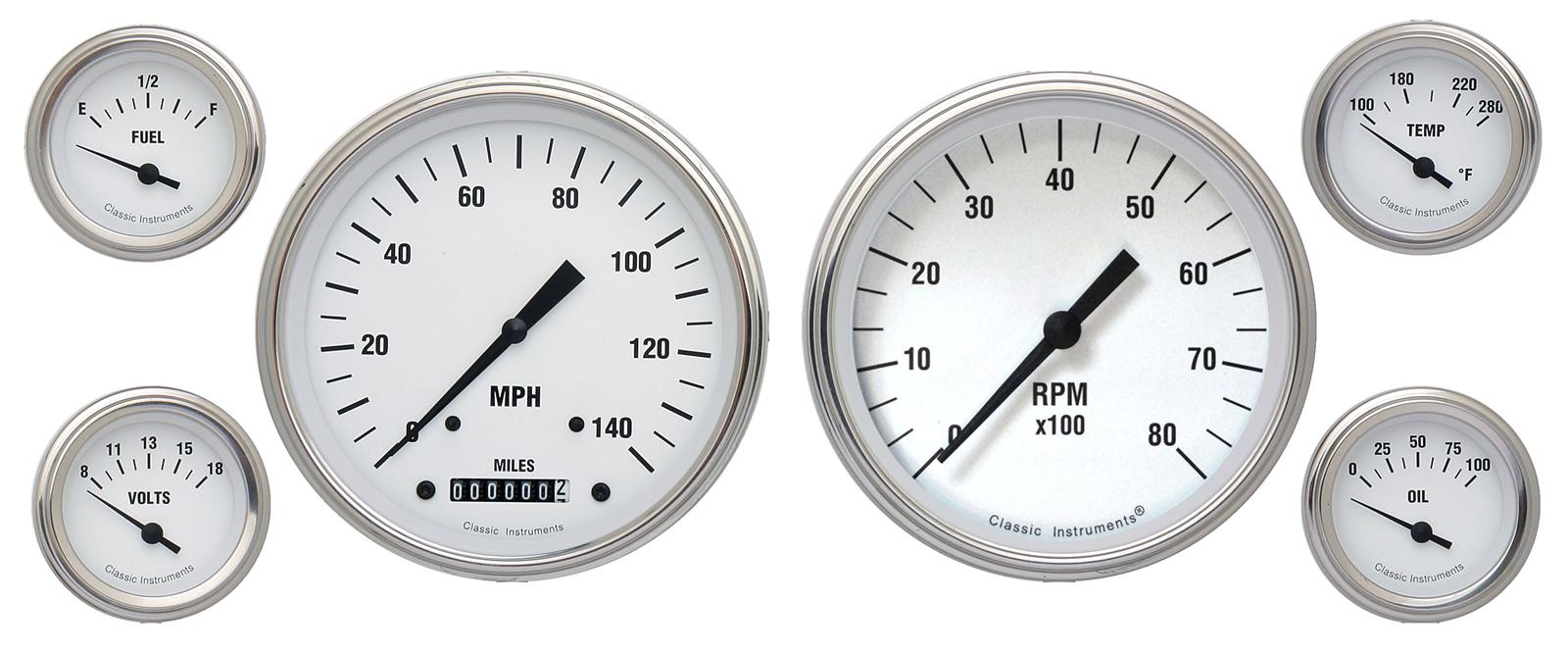 Classic Instruments White Hot Series Gauge Sets WH51SLC