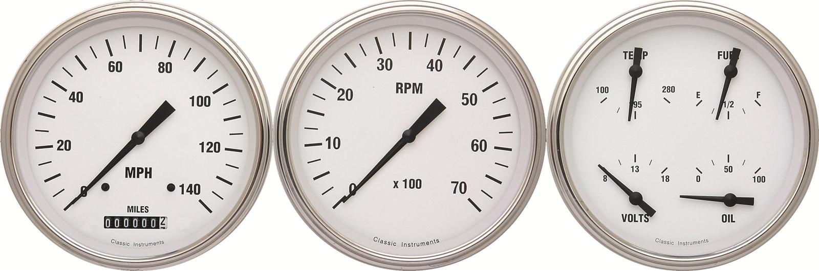 Classic Instruments White Hot Series Gauge Sets WH53SLF
