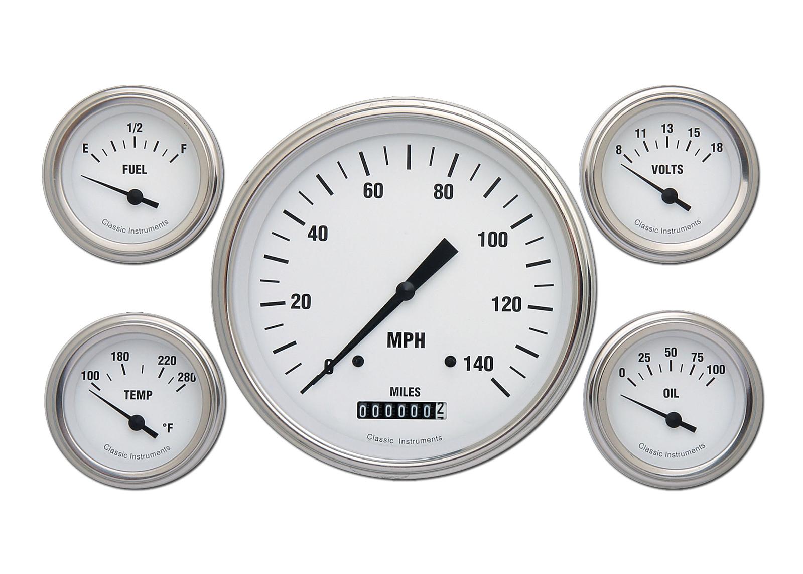 Classic Instruments White Hot Series Gauge Sets WH54SLC