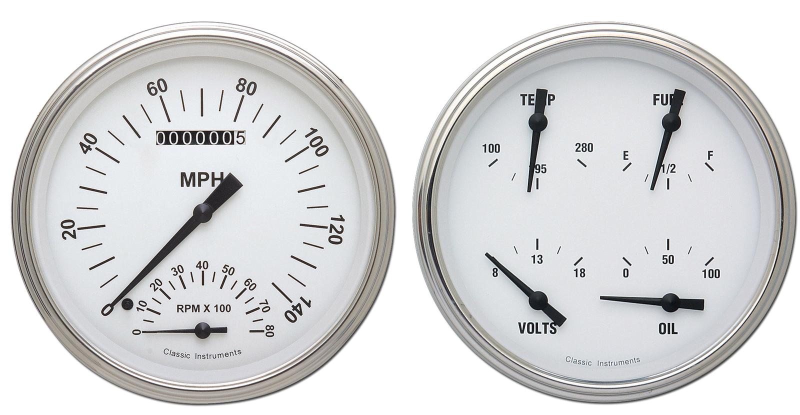 Classic Instruments White Hot Series Gauge Sets WH62SLF