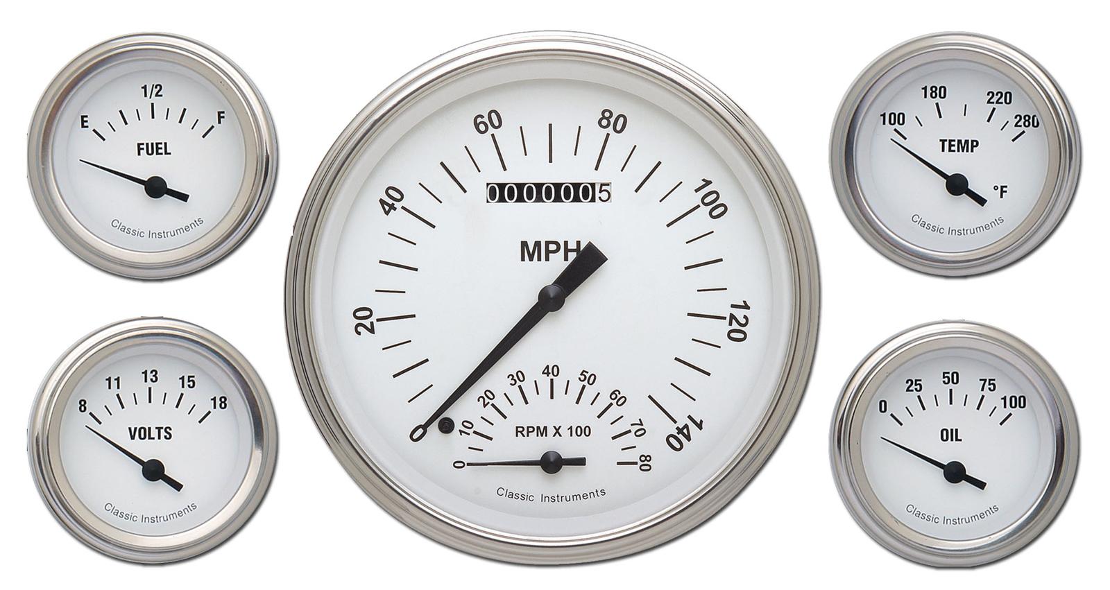 Classic Instruments White Hot Series Gauge Sets WH65SLC