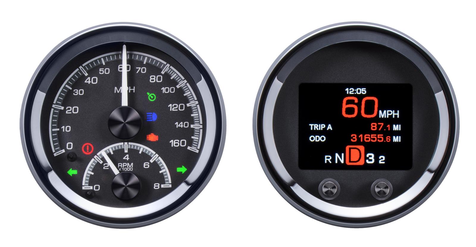 Dakota Digital HDX Series Universal Round Analog Gauge Kits HDX-2060-K