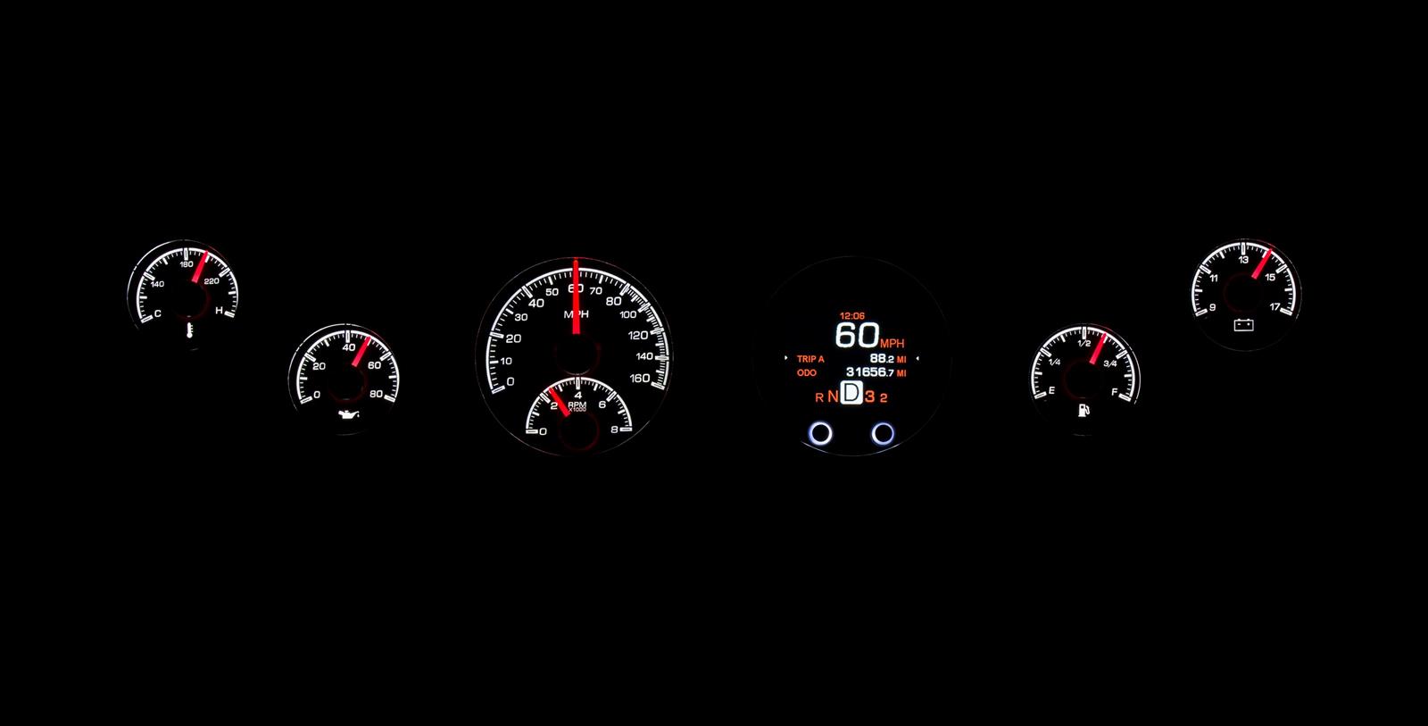 Dakota Digital HDX Series Universal Round Analog Gauge Kits HDX-2060-S