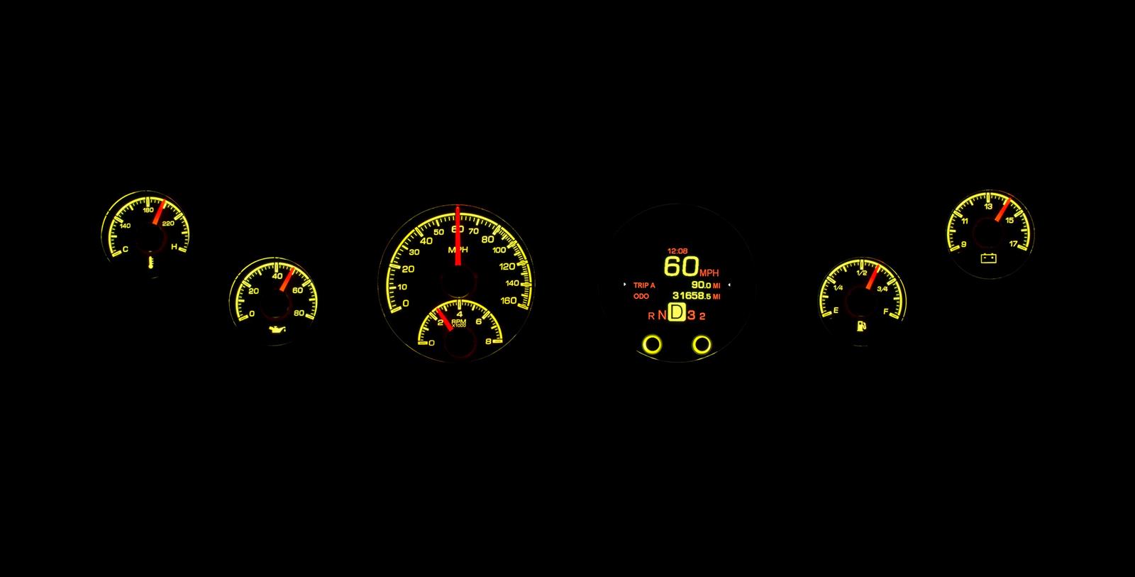 Dakota Digital HDX Series Universal Round Analog Gauge Kits HDX-2060-K