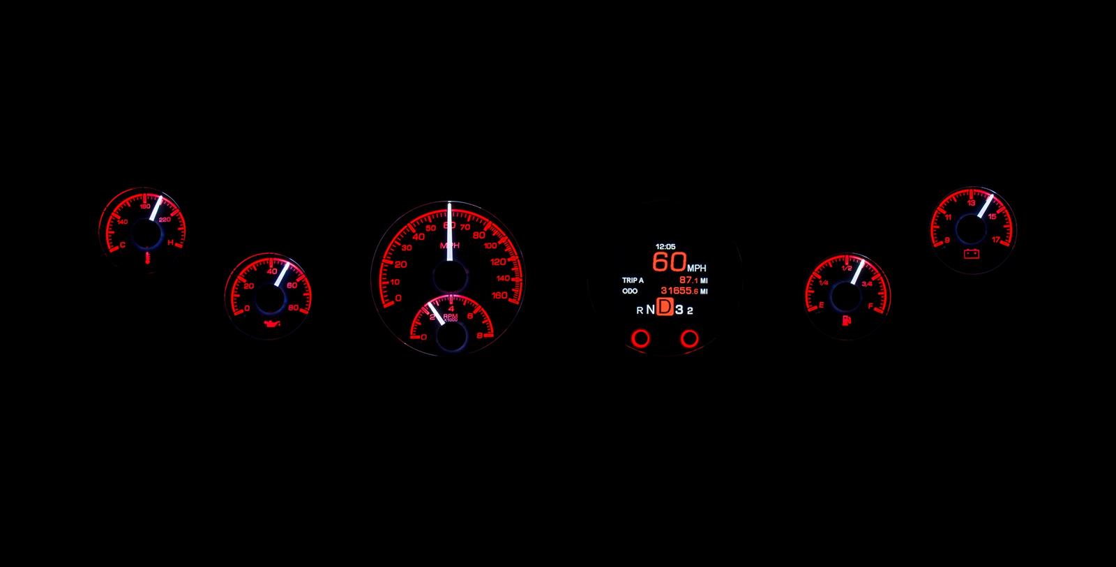Dakota Digital HDX Series Universal Round Analog Gauge Kits HDX-2060-K