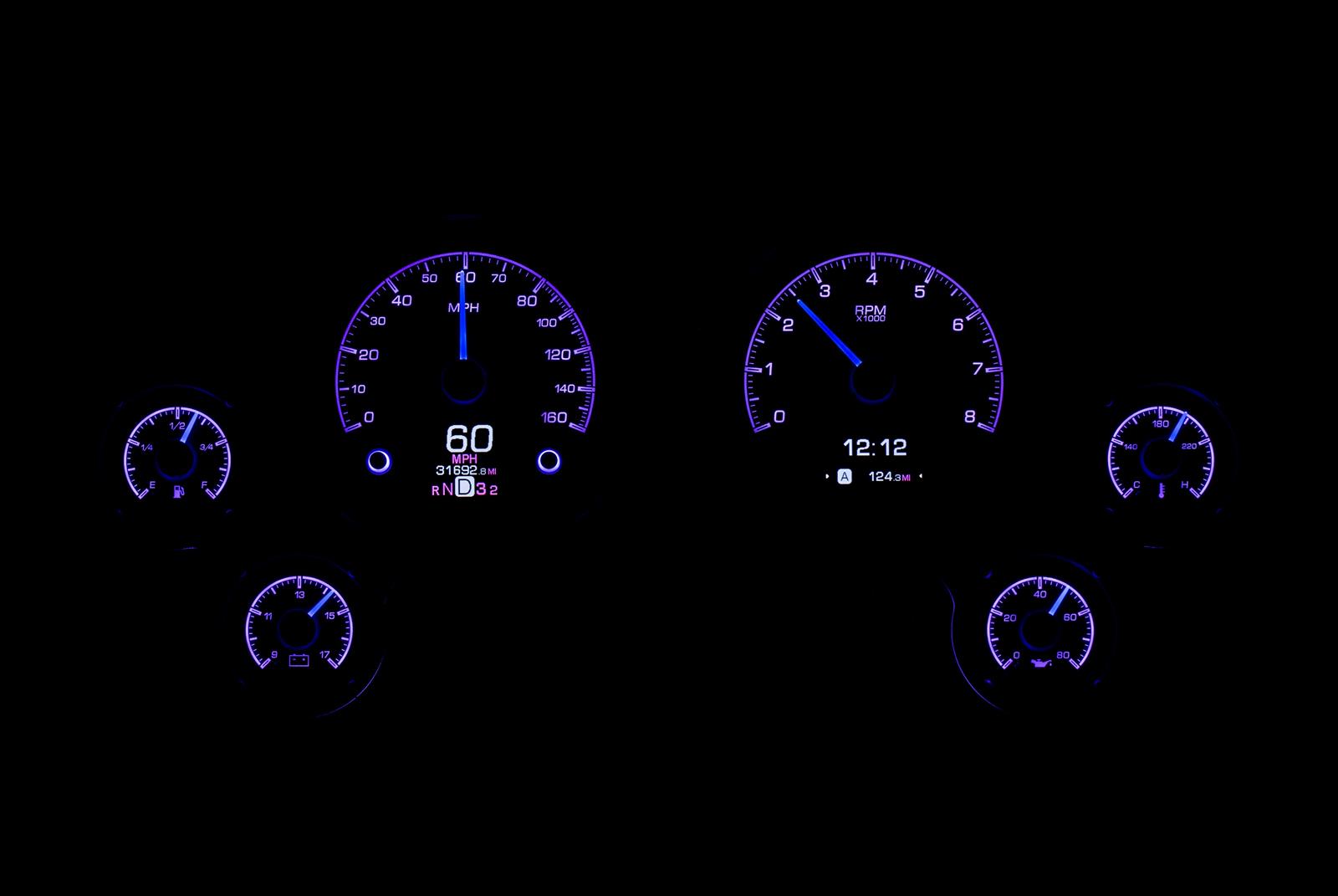 Dakota Digital HDX Direct-Fit Analog Gauge Systems HDX-63C-VET-S