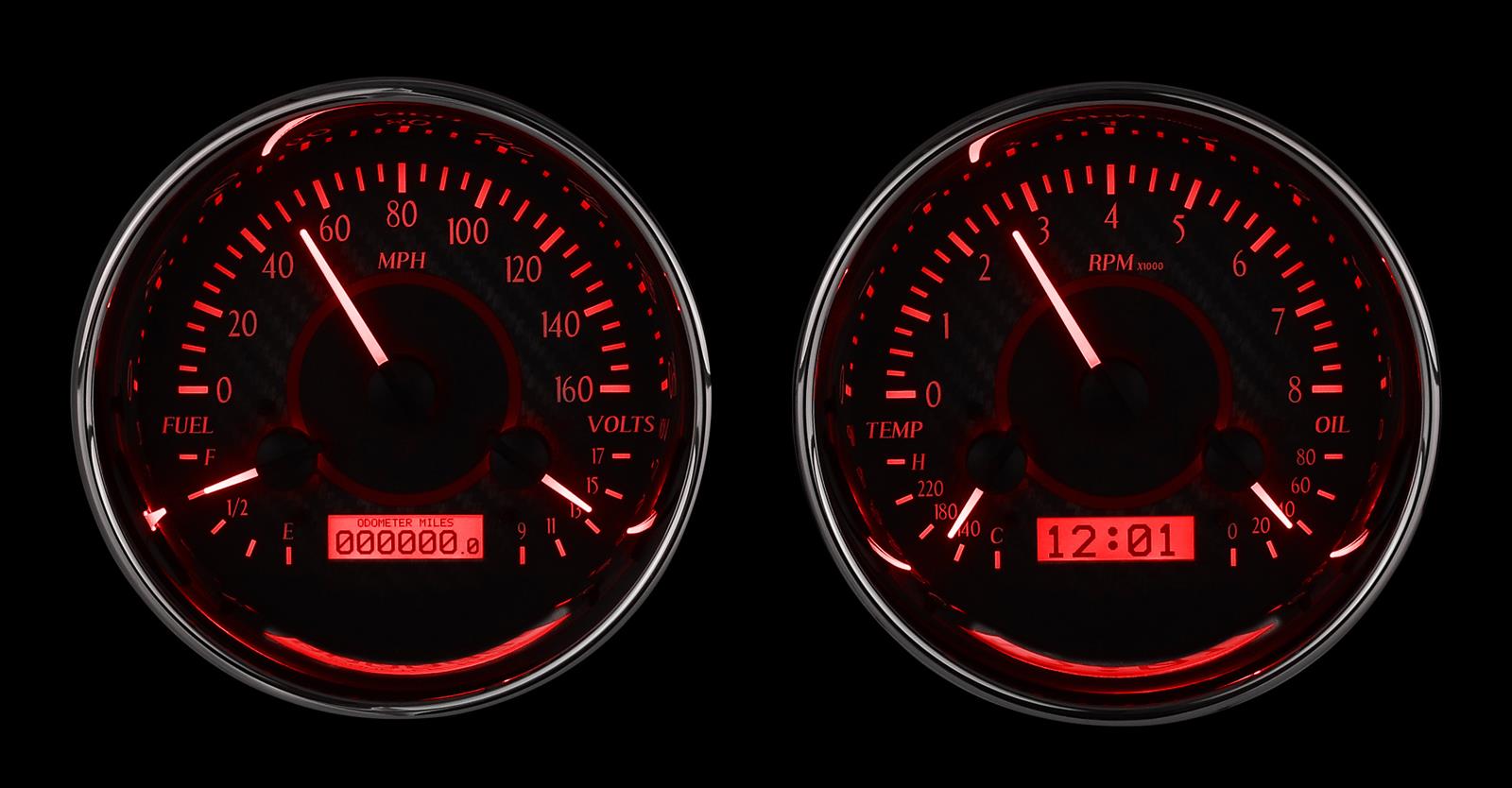 Dakota Digital VHX Series Universal Round Analog Gauge Kits VHX-1014-C-R