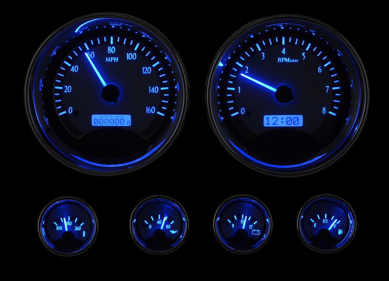 Dakota Digital VHX Series Universal Round Analog Gauge Kits VHX-1024-S-B