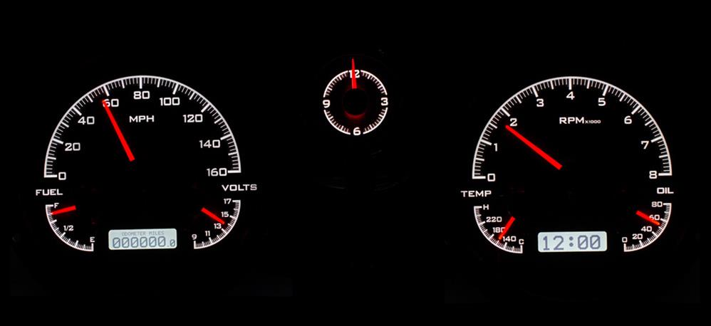 Dakota Digital VHX Series Direct-Fit Analog Gauge Systems VHX-63B-RIV-K-W