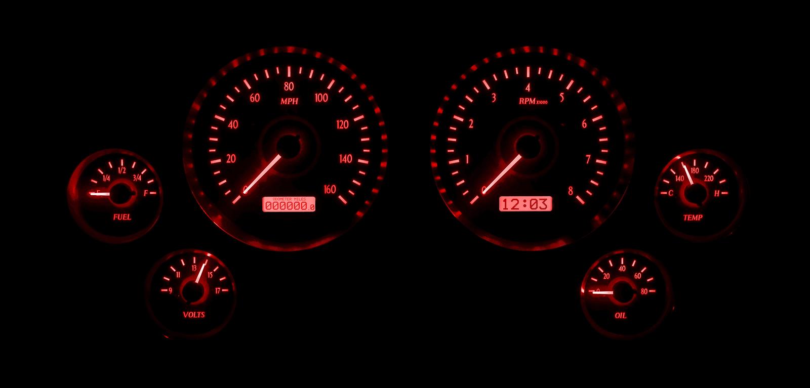 Dakota Digital VHX Series Direct-Fit Analog Gauge Systems VHX-63C-VET-K-R