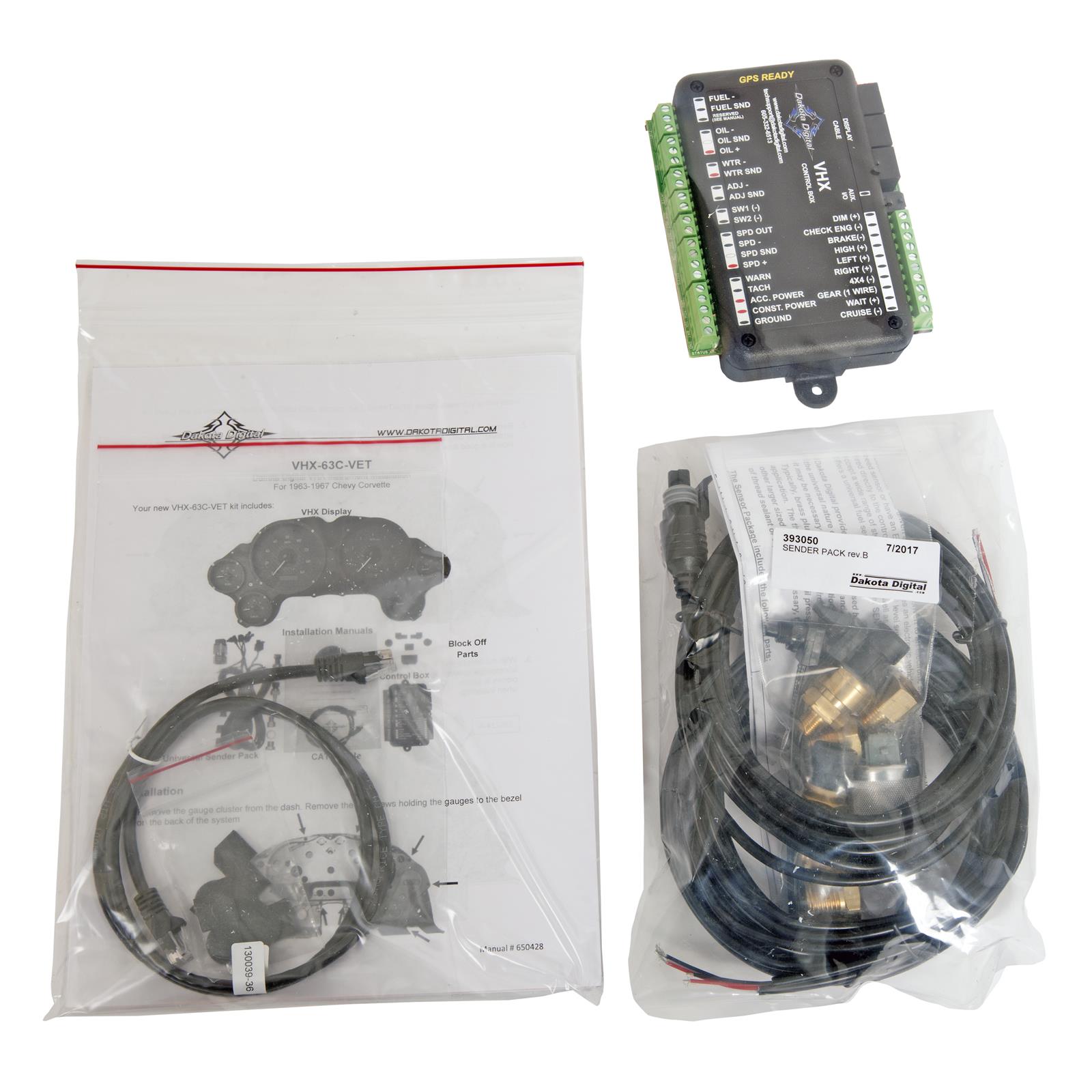 Dakota Digital VHX Series Direct-Fit Analog Gauge Systems VHX-63C-VET-K-W