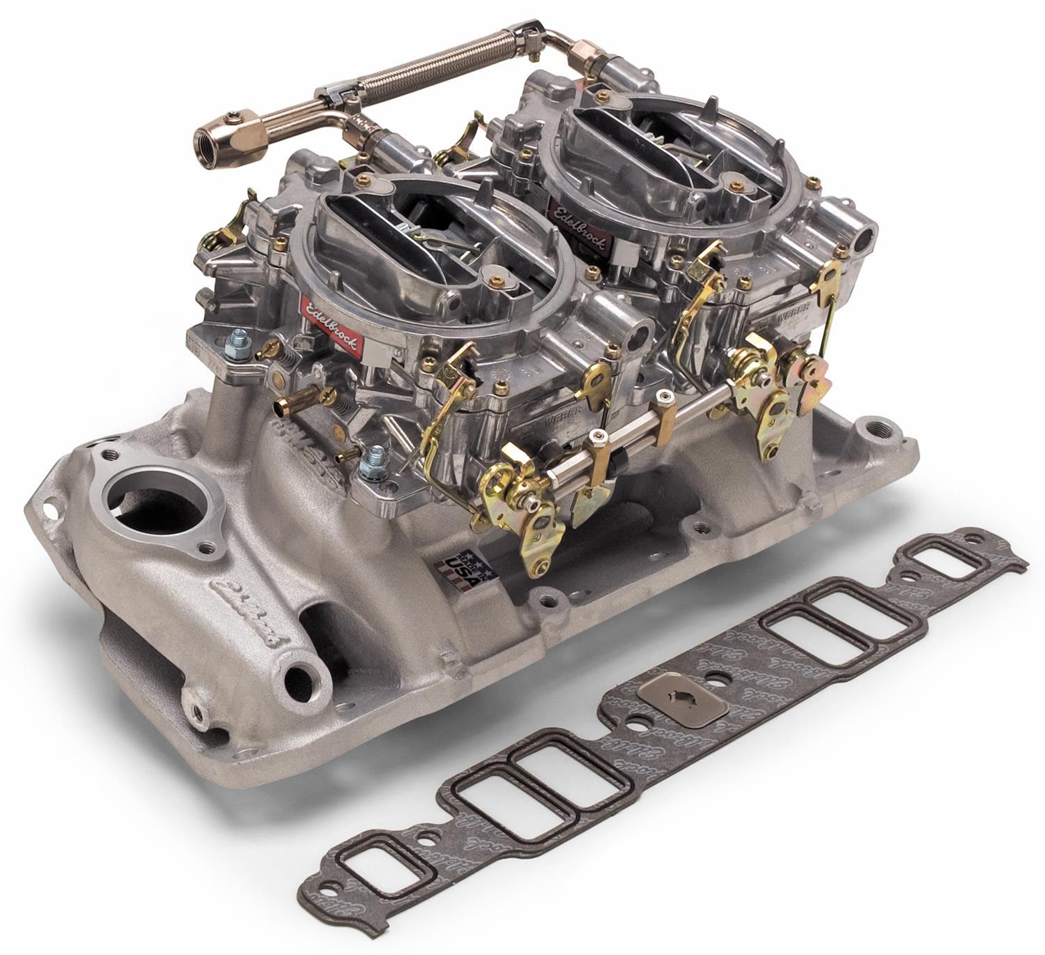 Edelbrock Performer RPM Dual Quad Air-Gap Manifold and Carburetor Kits 2036
