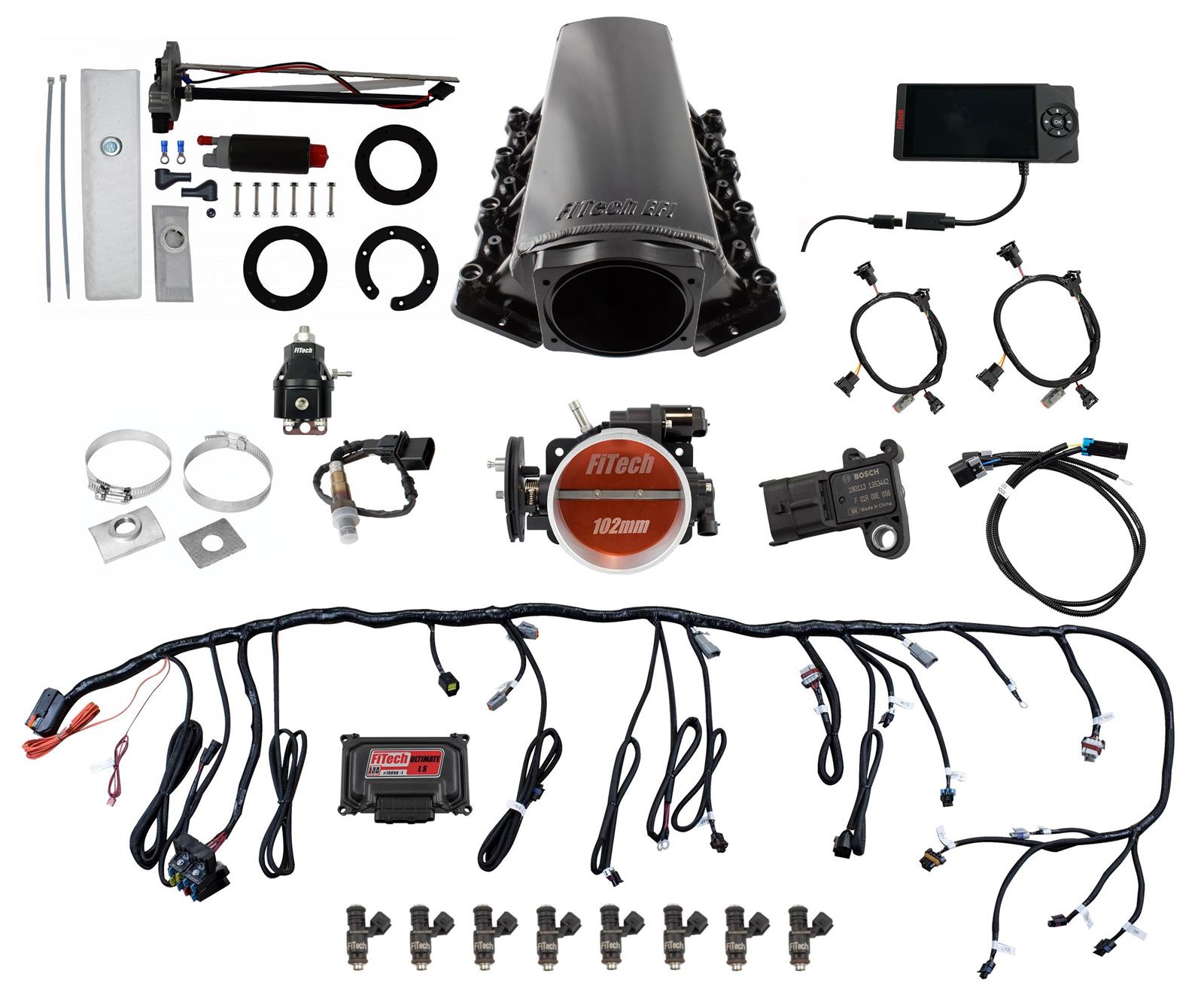FiTech Ultimate LS EFI 750 HP Fuel Injection Systems with Go Fuel In-Tank Module 76208