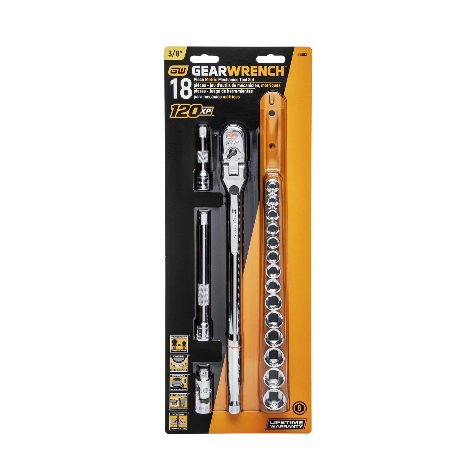 GearWrench 120XP Locking Flex Ratchet/Stubby Socket Mechanics Tool Sets 81392