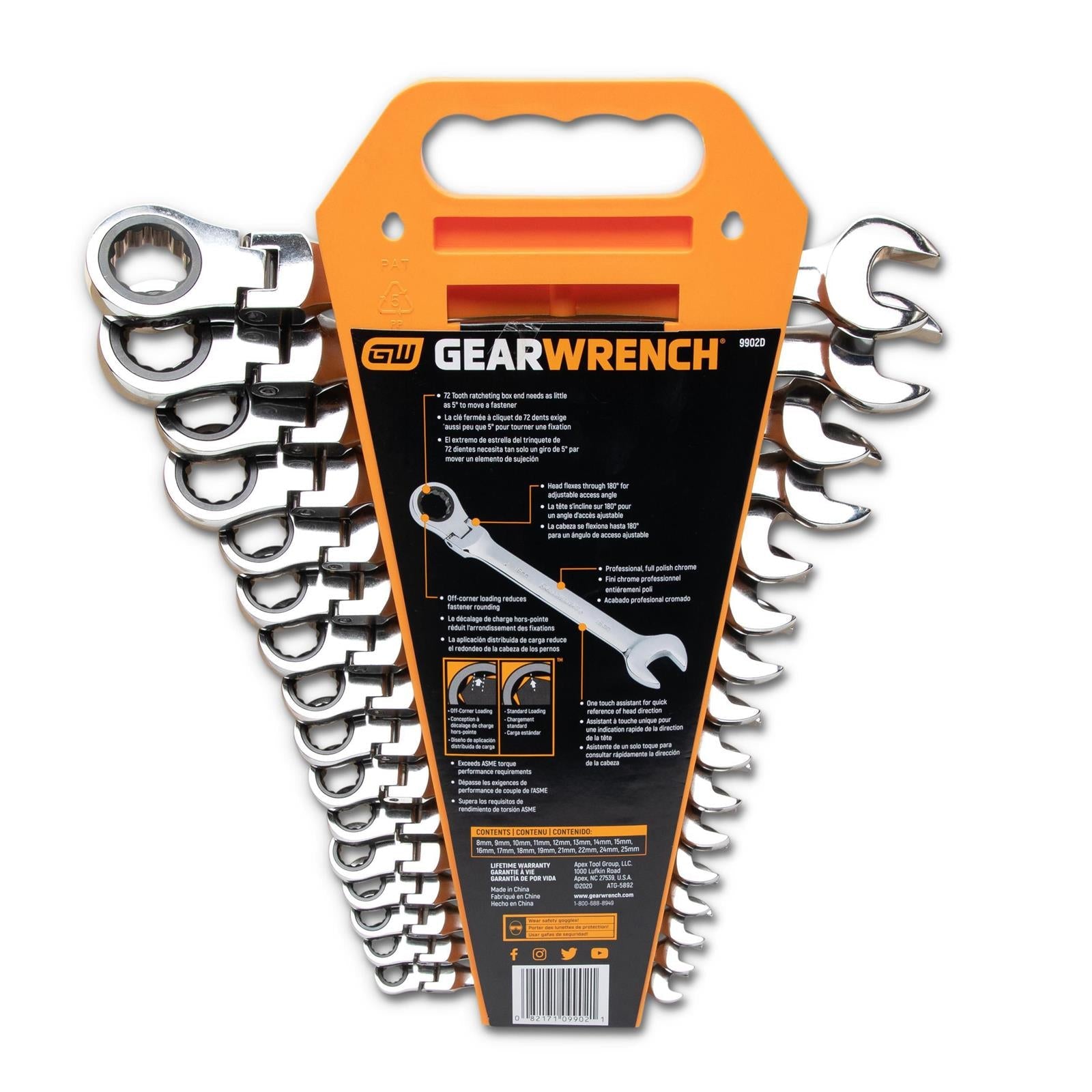 GearWrench Flex Head Ratcheting Combination Wrenches 9902D