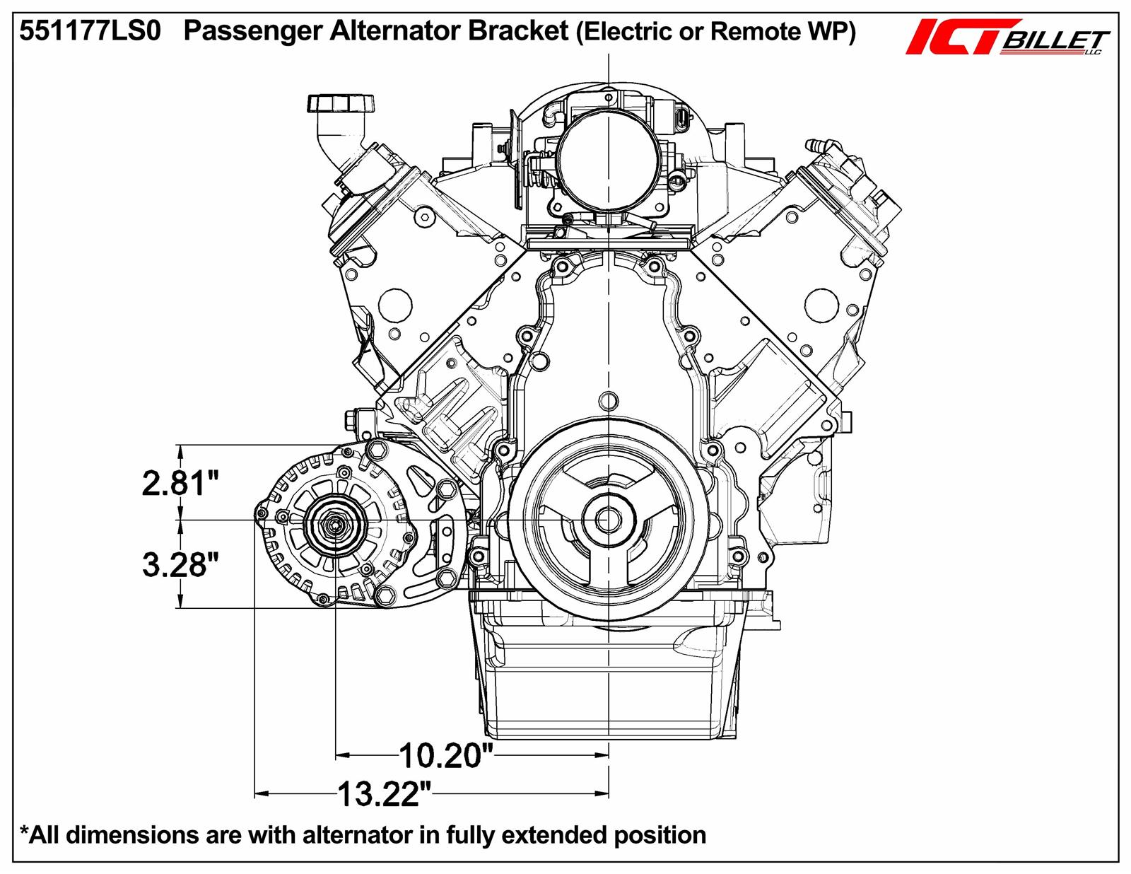ICT Billet Alternator Brackets 551177LS0-3