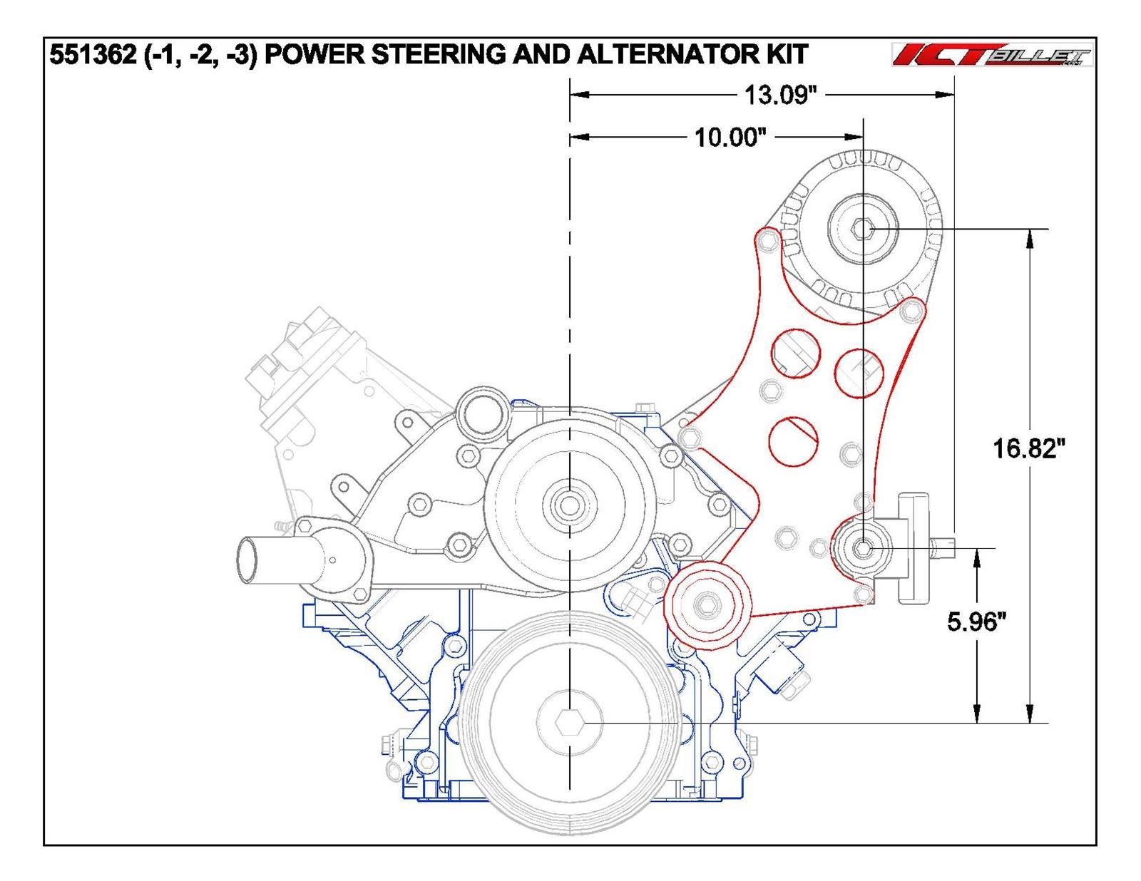 ICT Billet Alternator/Power Steering Bracket Kits 551362-1