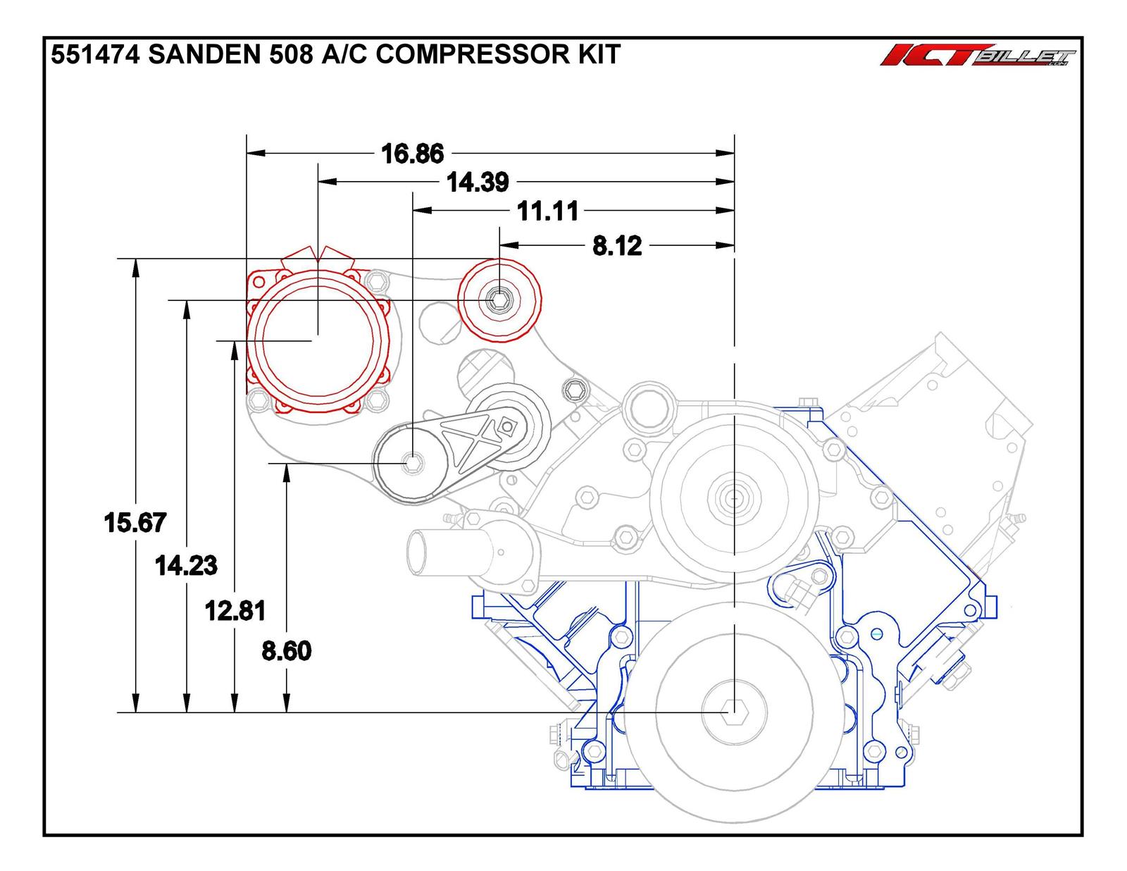 ICT Billet Air Conditioning Compressor Brackets 551474-1