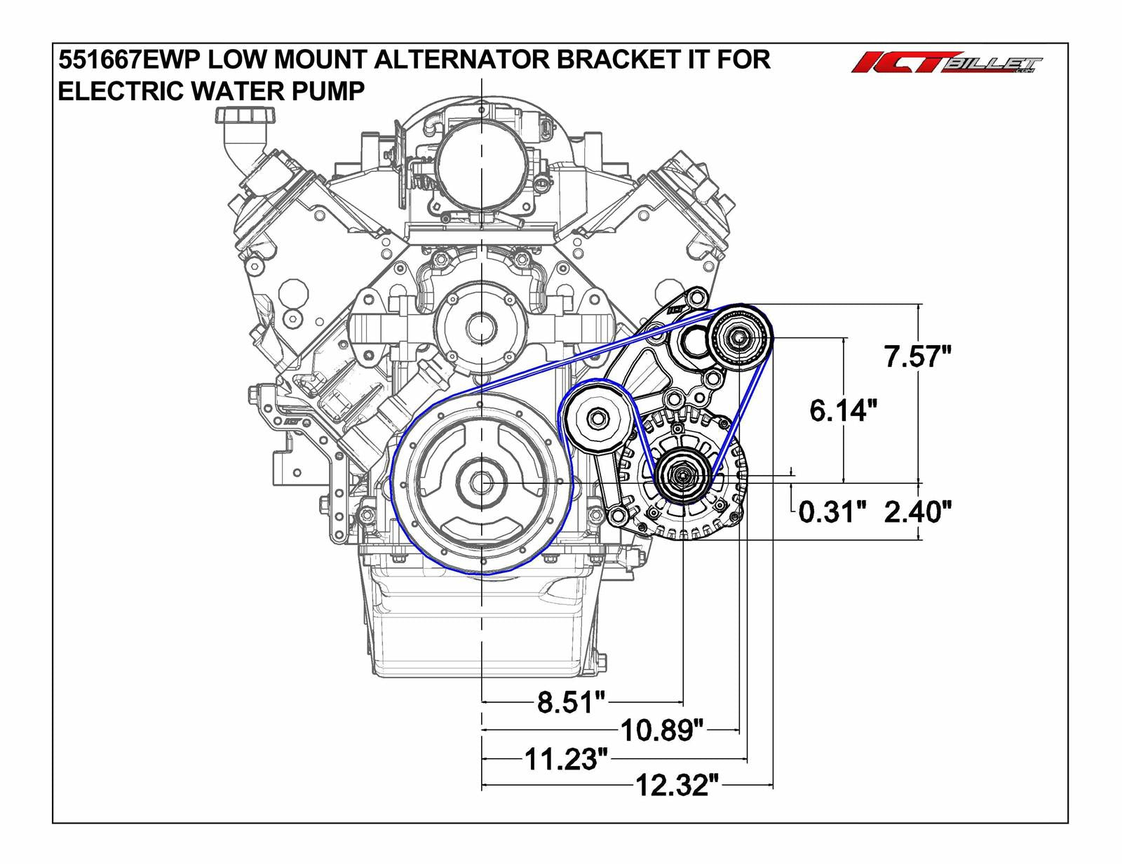 ICT Billet Alternator Brackets 551667EWP-3