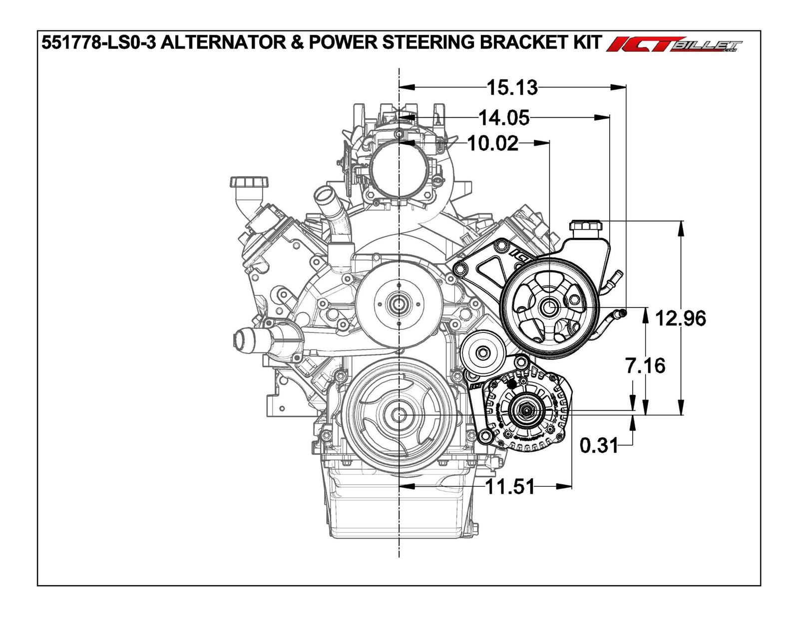 ICT Billet Alternator/Power Steering Bracket Kits 551778LS0-3