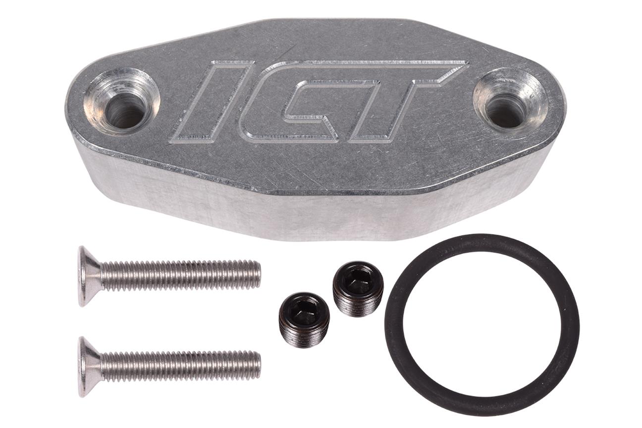 ICT Billet Dual Outlet Oil Feed 90 Degree Adapter Plates 551938