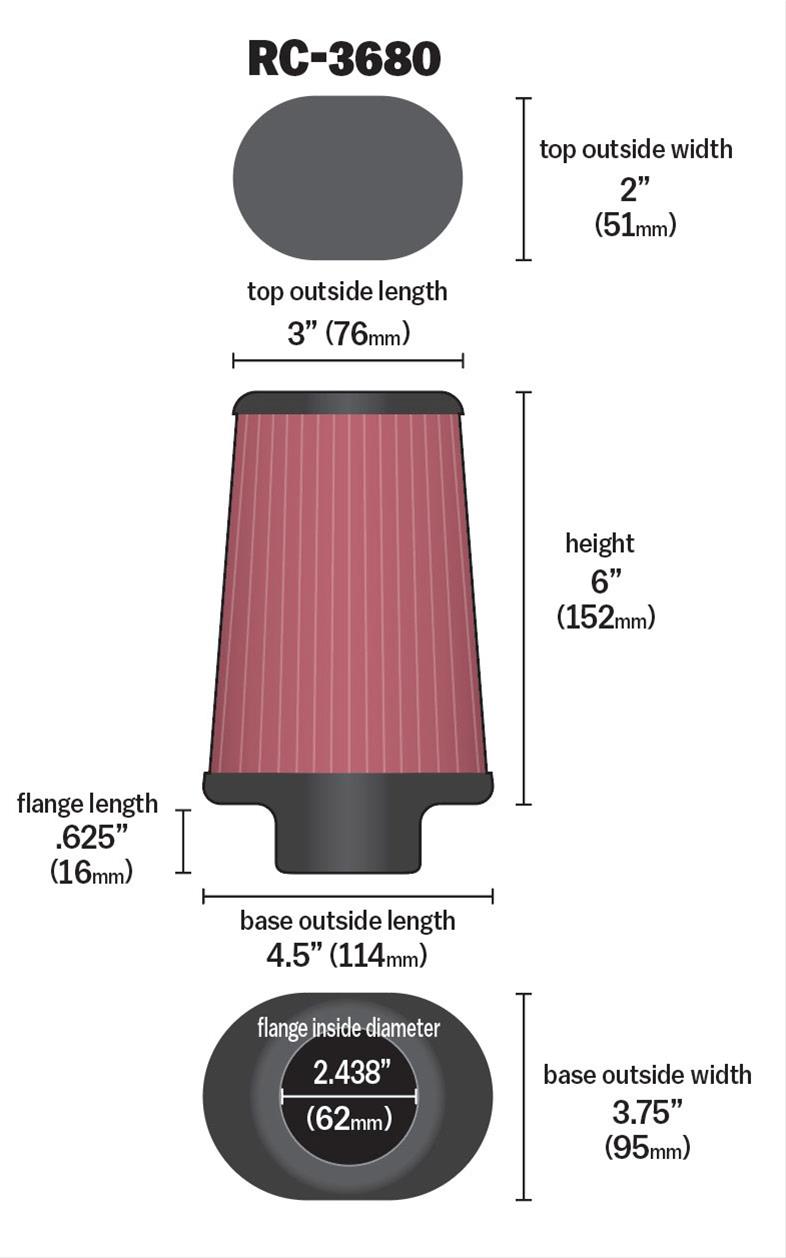 K&N Universal Performance Air Filters RC-3680