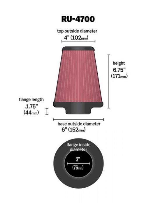 K&N Universal Performance Air Filters RU-4700