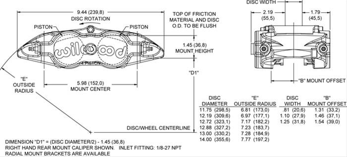 Wilwood Forged Narrow Superlite 4 Radial Mount Calipers 120-11783-BK