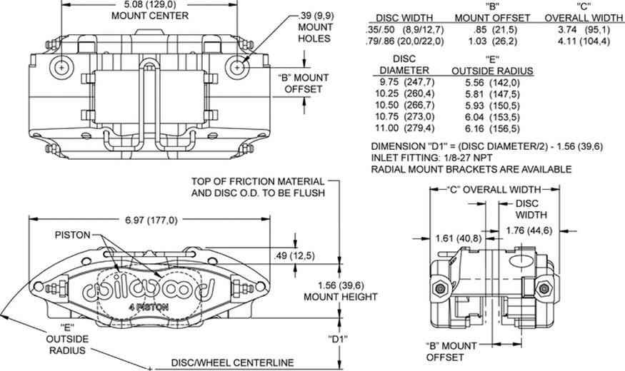 Wilwood Powerlite-ST Radial Mount Calipers 120-15736