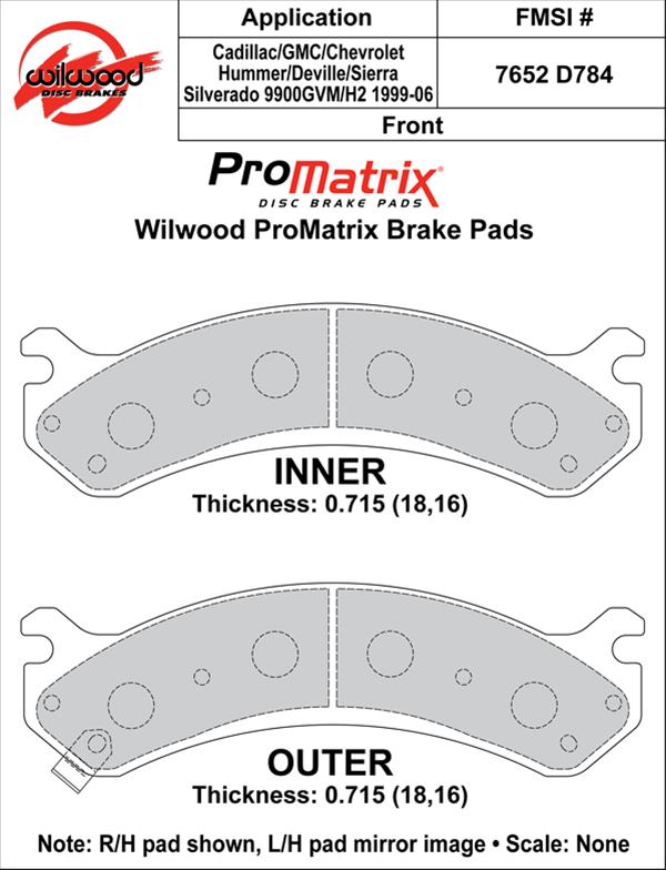 Wilwood ProMatrix Brake Pads 150-D0784K