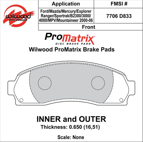 Wilwood ProMatrix Brake Pads 150-D0833K